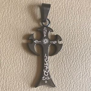 Spikes Black Steel Tribal Cross Pendant